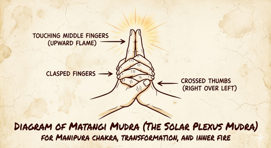 how to hold youe hands in Matagni mudra for the solar plexus