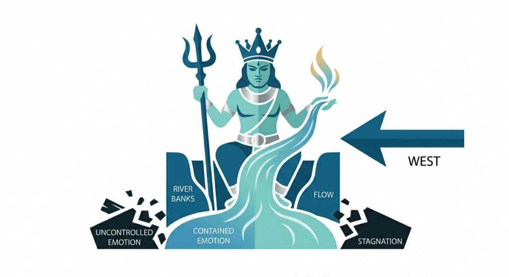 flowing blue and green water to represent flowing emotions gurdin the west by Varuna