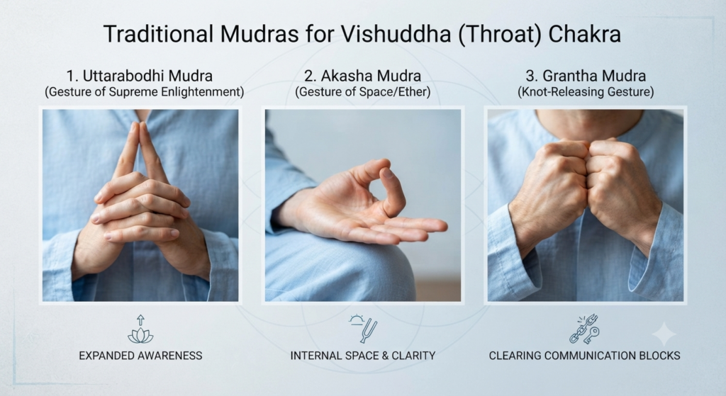 Visual of the Hand mudras for Vishuddha chakra